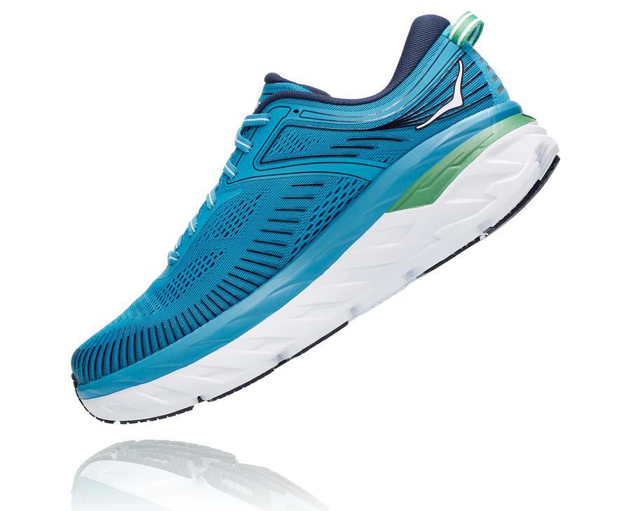 Hoka One One Bondi 7 Löparskor Herr - Blå/Vita - UXBSE-5148